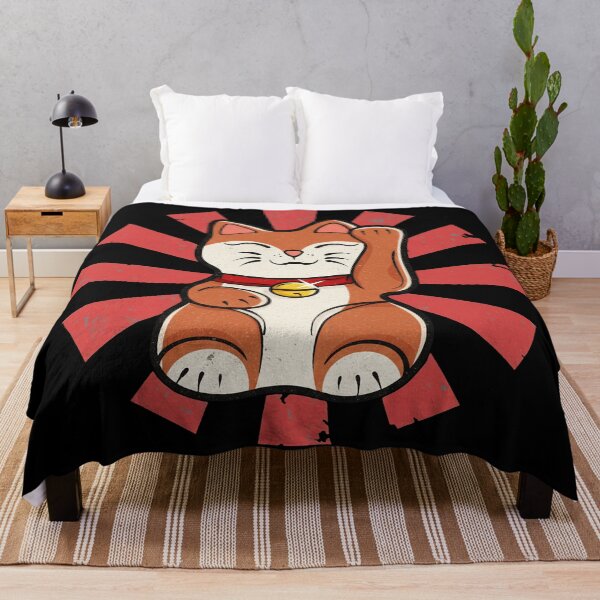 Item preview, Lucky Cat Maneki Neko Cute Retro Sunburst Illustration designed and sold by JEFDodsonArt.