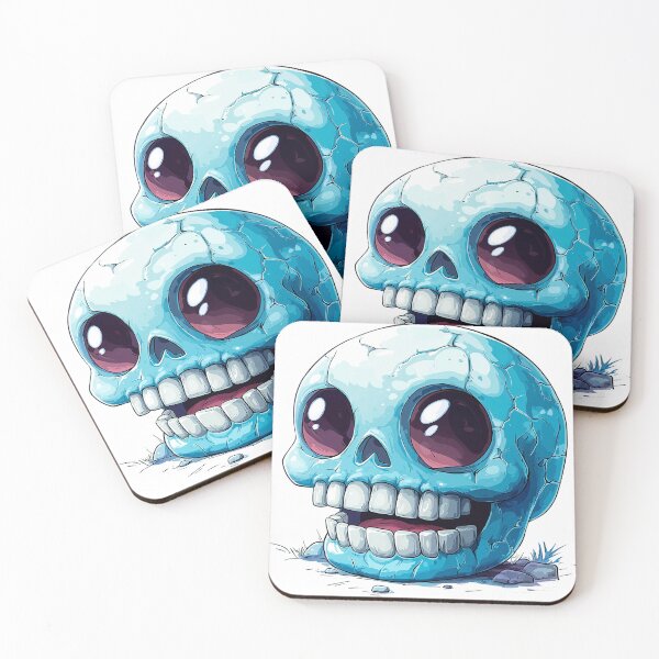 Item preview, Small smiling skull in neon blue designed and sold by Imparable.