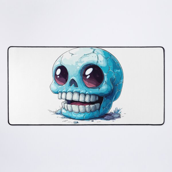 Item preview, Small smiling skull in neon blue designed and sold by Imparable.