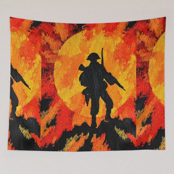 Item preview, Soldier Silhouette Against Burning Sun designed and sold by Piotrek0001.