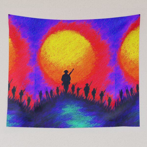 Item preview, Army Walking Under Huge Colorful Sun designed and sold by Piotrek0001.