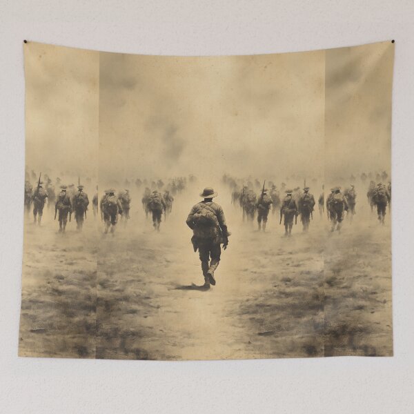 Item preview, Sepia Landscape with Walking Soldier designed and sold by Piotrek0001.