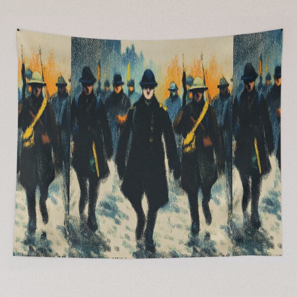 Item preview, Blue Tinted Soldiers Marching in Rain designed and sold by Piotrek0001.