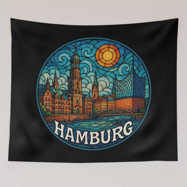 Item preview, Hamburg Germany Europe Stained Glass Art Travel designed and sold by TomFrontierArt.