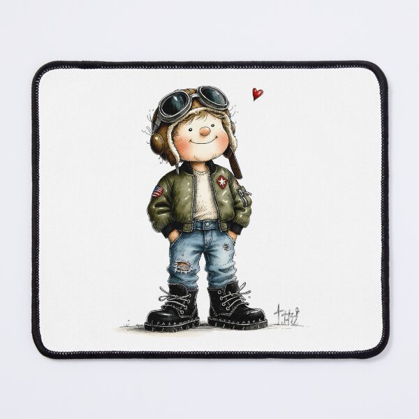 Item preview, Little Aviator – Cute Pilot Kid in Bomber Jacket designed and sold by MaciejRudzinsky.