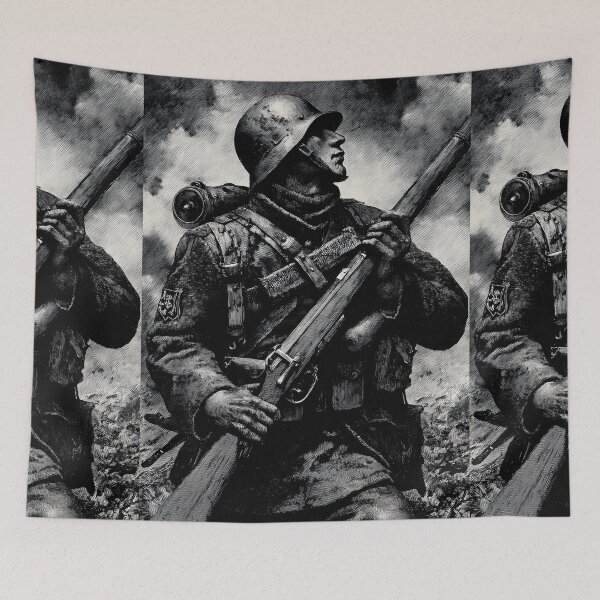 Item preview, Vintage Black and White Soldier with Gun designed and sold by Piotrek0001.