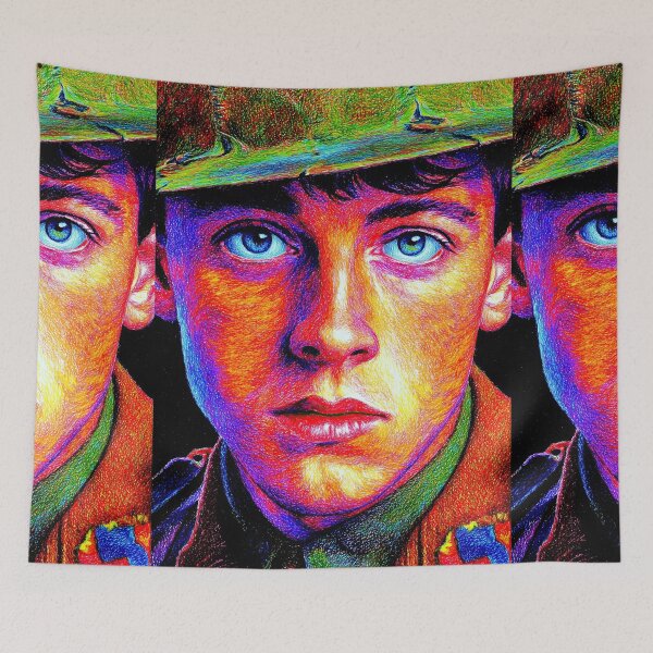 Item preview, Colorful Pop Art Soldier Face Blue and Yellow designed and sold by Piotrek0001.