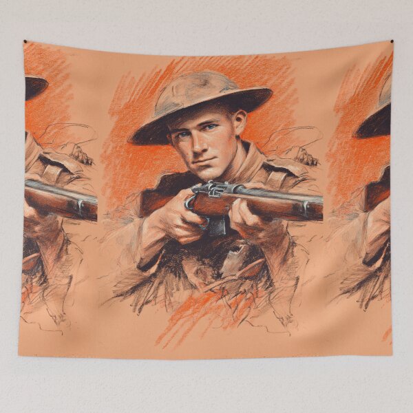 Item preview, Soldier Aiming Rifle Sketch Art designed and sold by Piotrek0001.