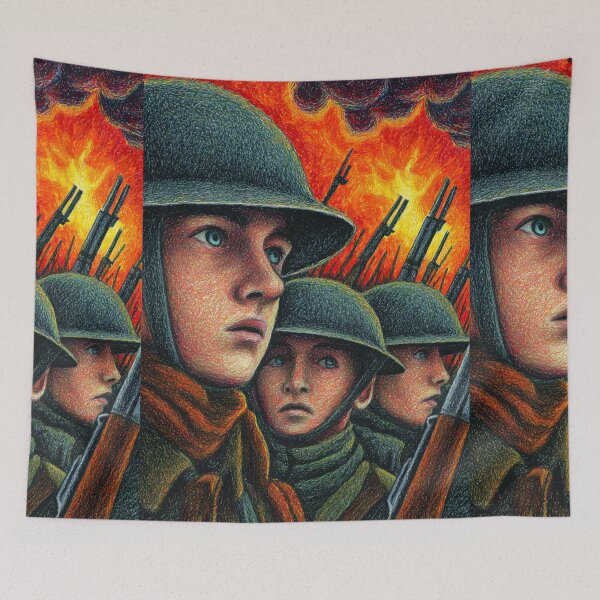 Item preview, Soldiers Faces Looking at Fire Art designed and sold by Piotrek0001.