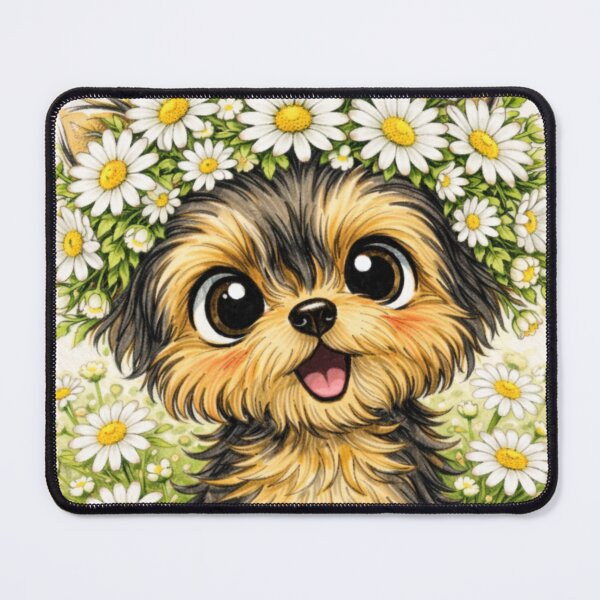 Item preview, Cute Yorkie with Daisies – Floral Yorkshire Terrier Art designed and sold by Darlin8888.
