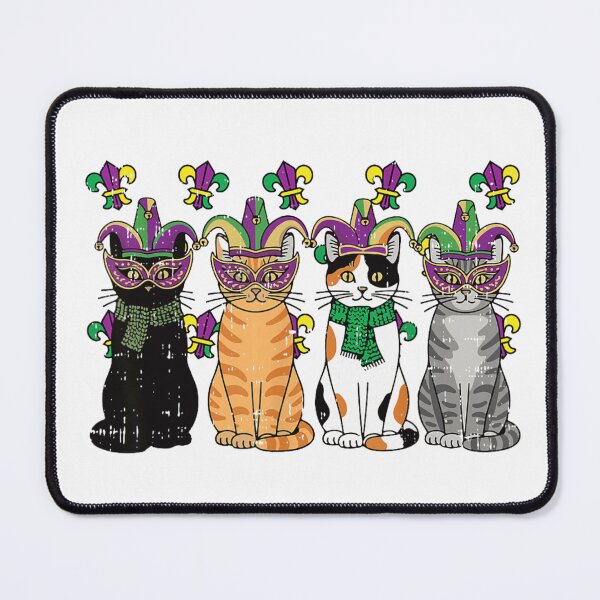 Item preview, Mardi Gras Cats Wearing Masquerade Masks And Jester Hats Party Art designed and sold by Gargamal.