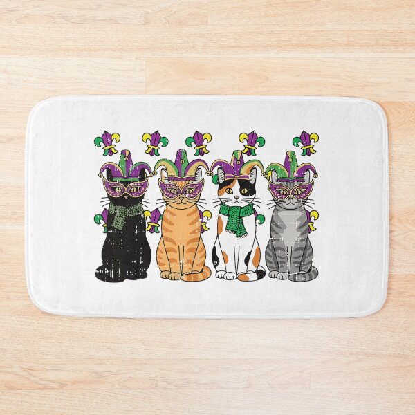Item preview, Mardi Gras Cats Wearing Masquerade Masks And Jester Hats Party Art designed and sold by Gargamal.