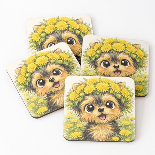 Item preview, Happy Yorkie in Dandelions – Cute Yorkshire Terrier Art designed and sold by Darlin8888.