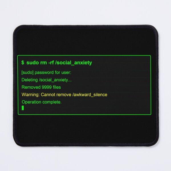 Item preview, Sudo RM Social Anxiety - Classic Terminal Geek Humor designed and sold by Rome Tech & Threads.