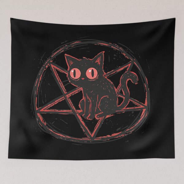 Item preview, Occult Black Cat with Pentagram – Cute Dark Gothic Witchcore Art designed and sold by cr6zym1nd.