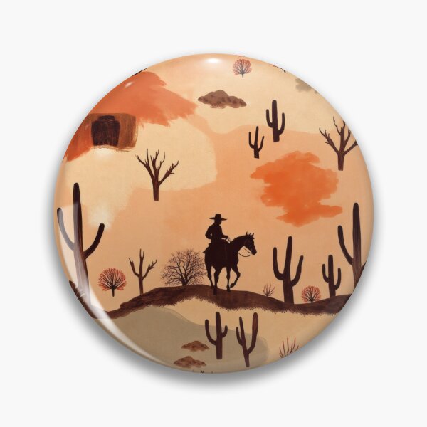 Item preview, Wild West Desert with Cowboy on Horseback and Cactuses Pattern designed and sold by UnhingedBird.