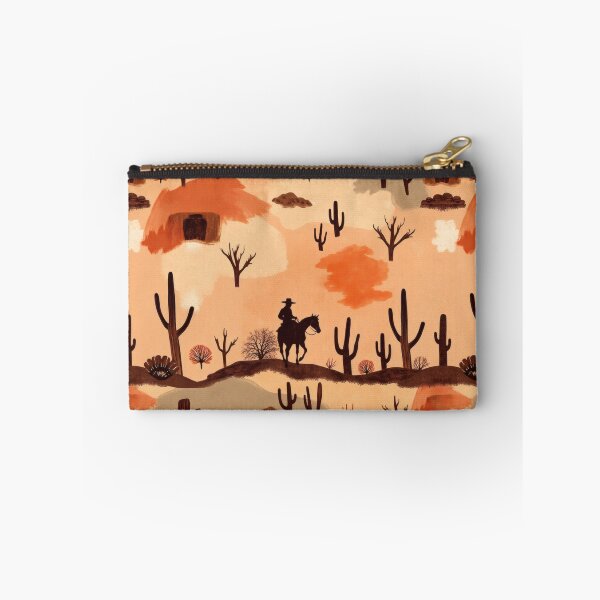 Item preview, Wild West Desert with Cowboy on Horseback and Cactuses Pattern designed and sold by UnhingedBird.