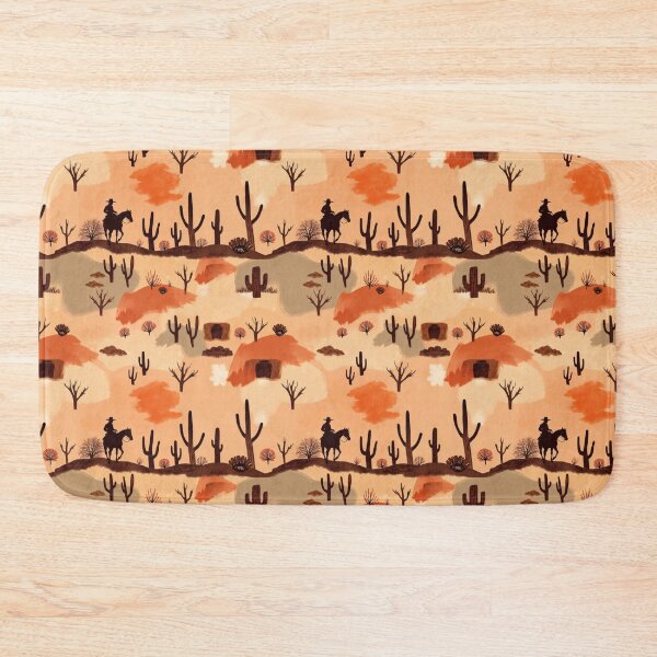 Item preview, Wild West Desert with Cowboy on Horseback and Cactuses Pattern designed and sold by UnhingedBird.