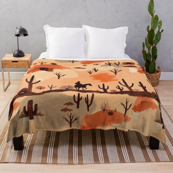Item preview, Wild West Desert with Cowboy on Horseback and Cactuses Pattern designed and sold by UnhingedBird.