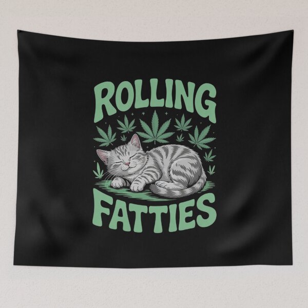 Item preview, Rolling Fatties Chunky Lazy Cat Weed Marijuana Meme designed and sold by joyouartArt.