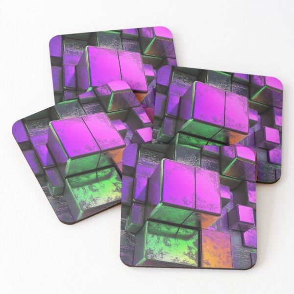 Item preview, Neon Industrial Cubes – 3D Cyberpunk Abstract designed and sold by B-Russ-Stuff.
