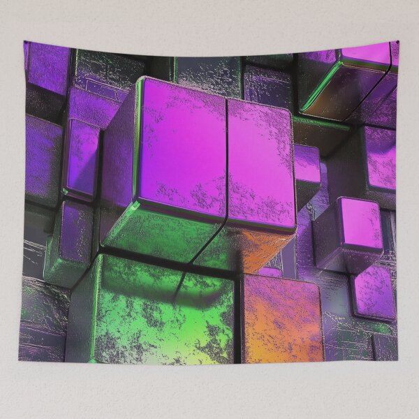 Item preview, Neon Industrial Cubes – 3D Cyberpunk Abstract designed and sold by B-Russ-Stuff.