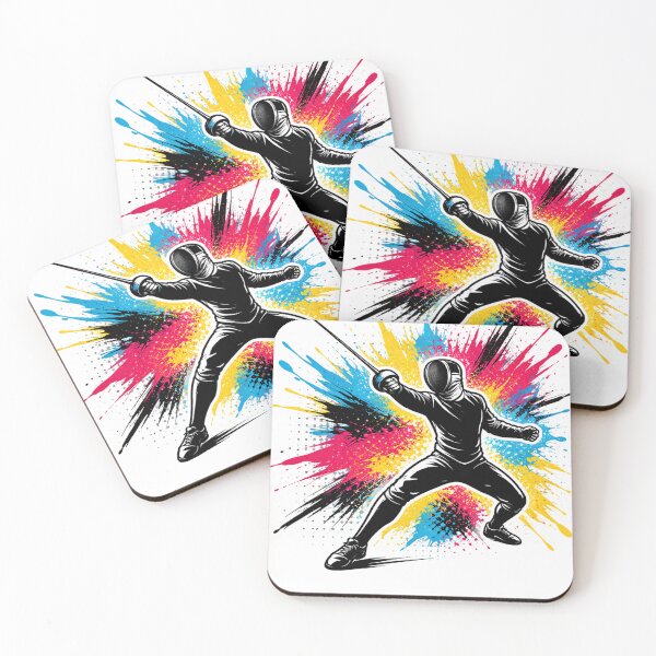 Item preview, Fencer Silhouette with Color Splash designed and sold by ChillCharmStudio.
