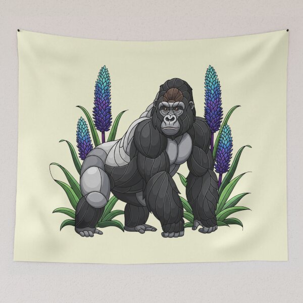 Item preview, Stained Glass Mountain Gorilla with Lupine Blooms designed and sold by BirdsnStuff.