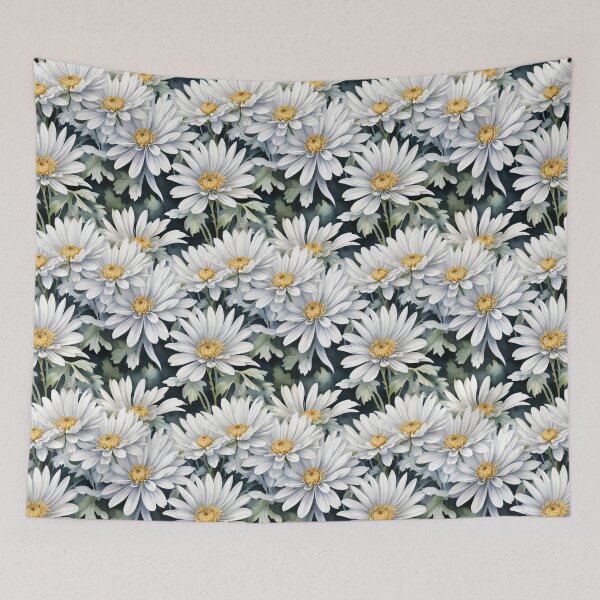 Item preview, White Chrysanthemum Watercolor Pattern – Minimal Floral Seamless Design designed and sold by sana designer.