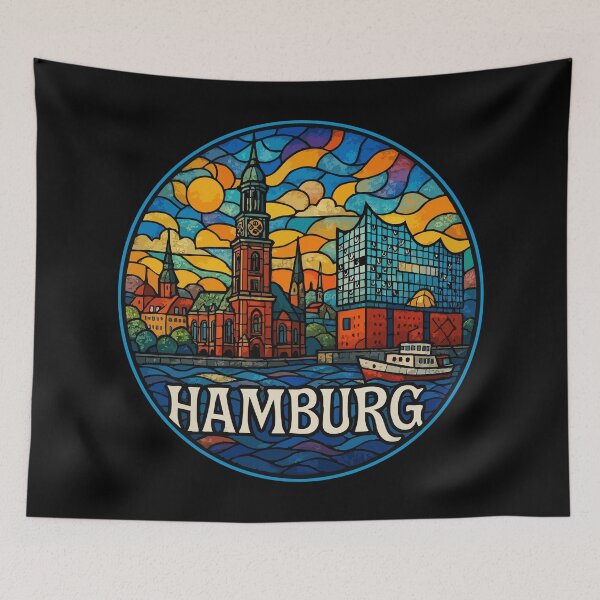 Item preview, Hamburg Germany Europe Stained Glass Travel designed and sold by TomFrontierArt.
