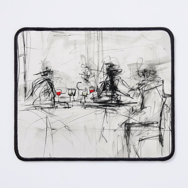 Item preview, Abstract Sketch of People Drinking Wine at a Restaurant Table designed and sold by SleekLineSketches.