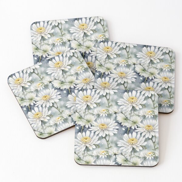 Item preview, Soft White Chrysanthemum Watercolor Pattern – Neutral Floral Repeat designed and sold by sana designer.