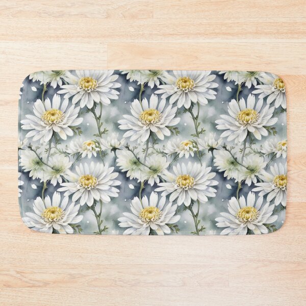 Item preview, Soft White Chrysanthemum Watercolor Pattern – Neutral Floral Repeat designed and sold by sana designer.
