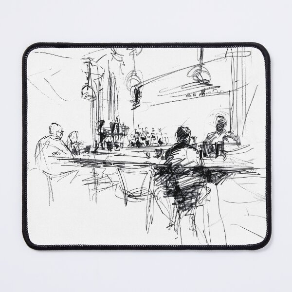 Item preview, Abstract Sketch of a Lively Restaurant Scene designed and sold by SleekLineSketches.