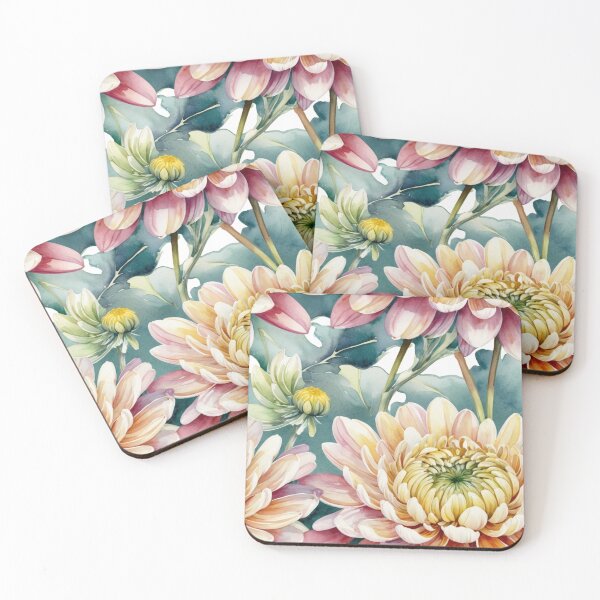Item preview, Chrysanthemum Watercolor Seamless Pattern – Botanical Floral Repeat Design designed and sold by sana designer.