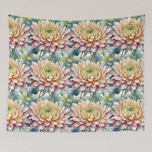 Item preview, Chrysanthemum Watercolor Seamless Pattern – Botanical Floral Repeat Design designed and sold by sana designer.