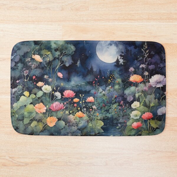 Item preview, Midnight Garden Watercolor – Quiet Night Botanical Scene Wall Art designed and sold by sana designer.