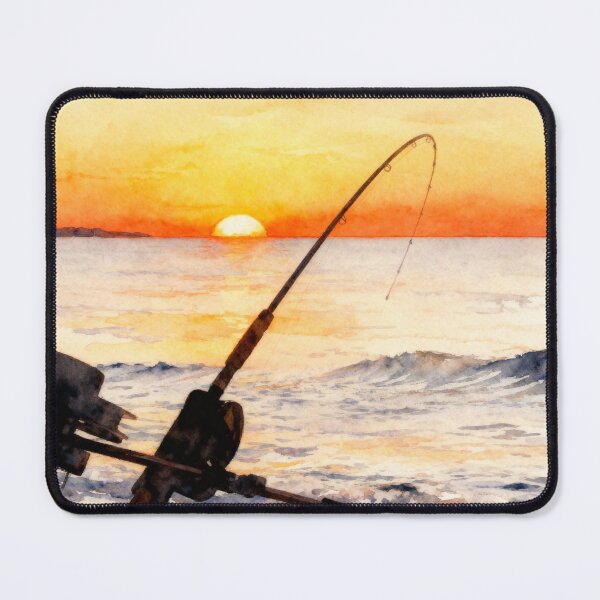 Item preview, Sunset Surf Fishing Watercolor Seascape designed and sold by EimSol.