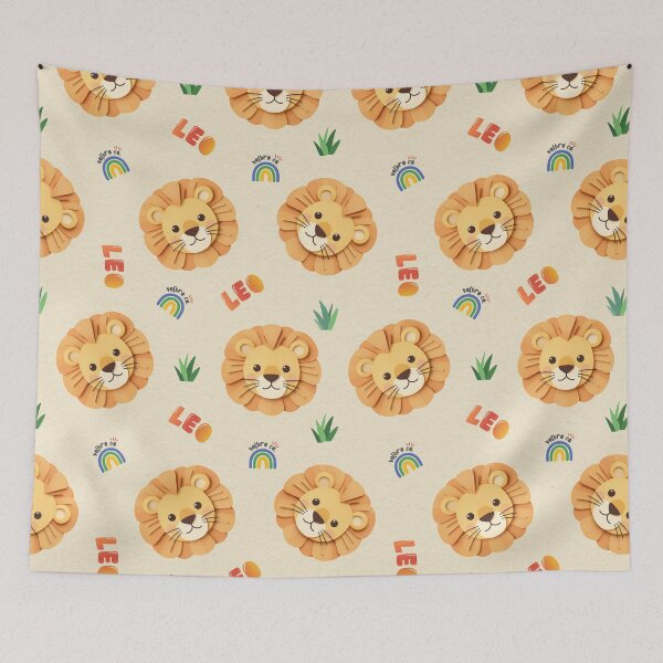 Item preview, Leo Lion Papercut Pattern – Cute Safari Nursery Illustration designed and sold by VolbroCo..