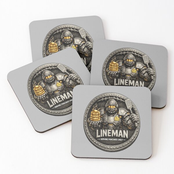 Item preview, Lineman Serving Pancakes Daily — Mech Breakfast Badge designed and sold by POD DYNASTY | Original Print On Demand T-Shirt Graphics.