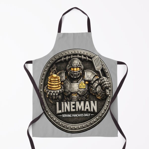 Item preview, Lineman Serving Pancakes Daily — Mech Breakfast Badge designed and sold by POD DYNASTY.
