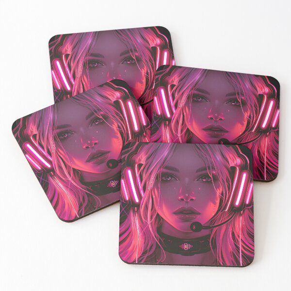 Item preview, Neon Pink Gamer Muse – Cyber Headset Portrait designed and sold by NeonHorizon Studio.