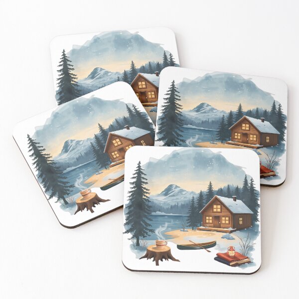 Item preview, Cozy Cabin Snowy Lake PNG | Hygge Winter Forest Illustration | Mug Sublimation Design designed and sold by Ashley critters.