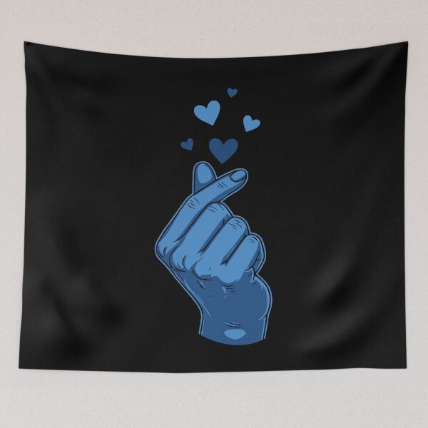 Item preview, Kpop Korean Music Blue Finger Heart Love designed and sold by LuminOrb.