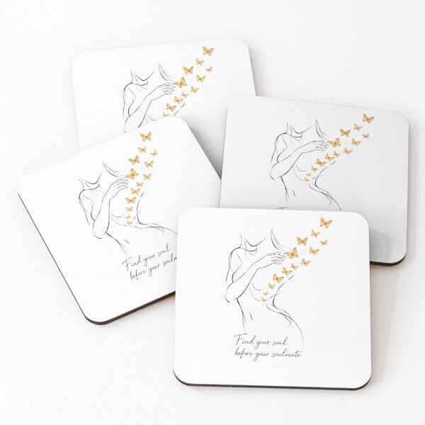 Item preview, Find Your Soul Before Your Soulmate – Minimal Line Art with Golden Butterflies designed and sold by MKVisions.