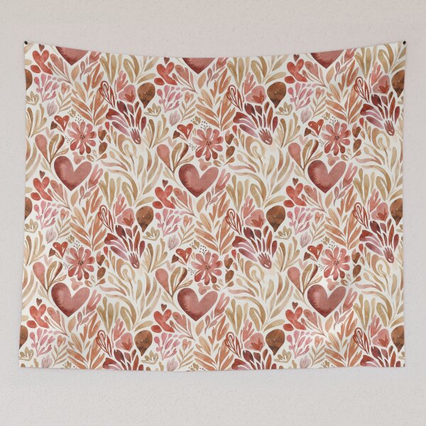 Item preview, Watercolor Floral Heart Seamless Pattern - Boho Valentine’s design  designed and sold by FashioonTrends.