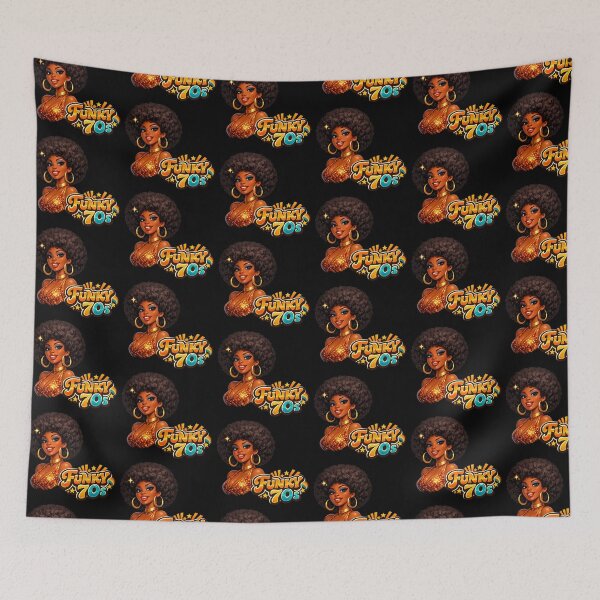 Item preview, beauty Funk 70s Black Pinup Illustration designed and sold by Arte Cartoon From TagTeam Group.