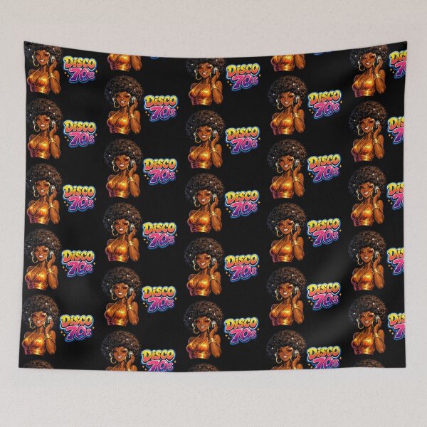 Item preview, Discomusic 70s Black Pinup Illustration designed and sold by Arte Cartoon From TagTeam Group.