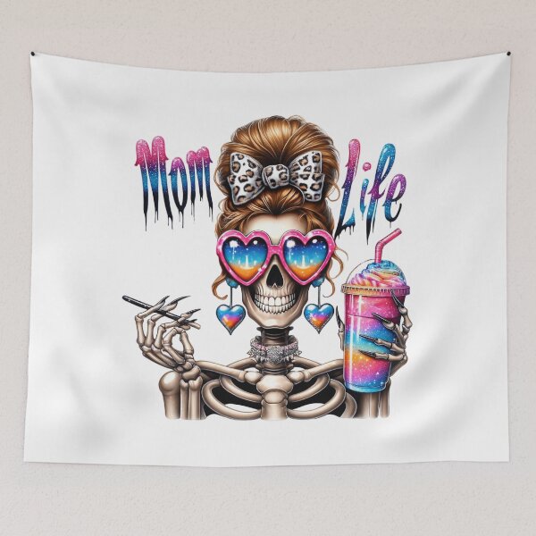 Item preview, Mom Life Skeleton Coffee Art – Funny Cute Grim Mom Illustration designed and sold by Lulunza.