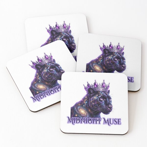 Item preview, Midnight Muse - Cosmic Galaxy Black Panther with Crown designed and sold by ArtVibesX.